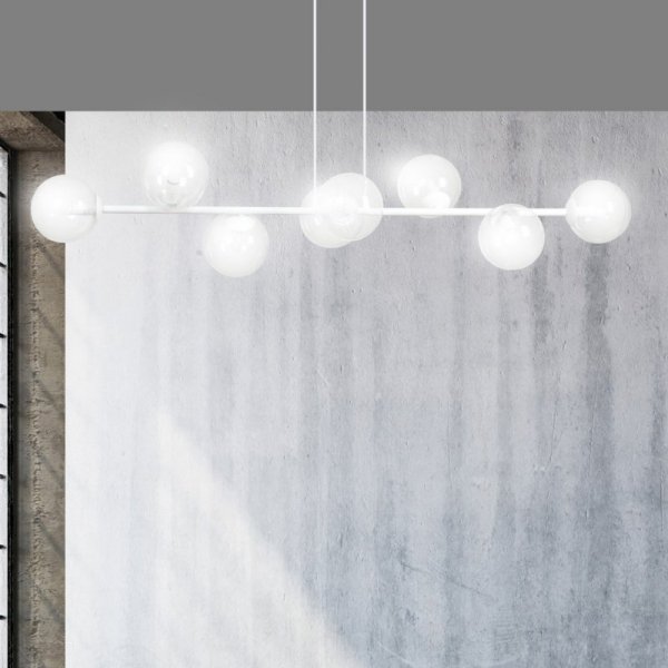 LAMPA WISZĄCA BIAŁA SZKLANE KLOSZE KULE DO SALONU SYPIALNI JADALNI NAD STÓŁ EMIBIG ROSSI 8 WH TRANSPARENT