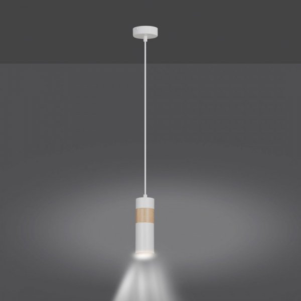 LAMPA WISZĄCA TUBA NAD STÓŁ Z DREWNEM EMIBIG AKARI 1 WHITE