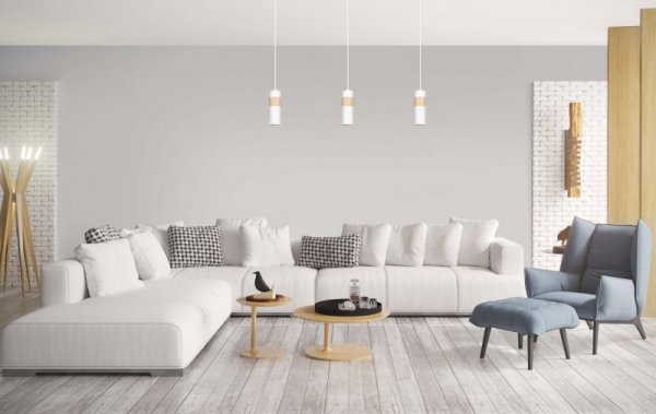 LAMPA WISZĄCA TUBA NAD STÓŁ Z DREWNEM EMIBIG AKARI 1 WHITE