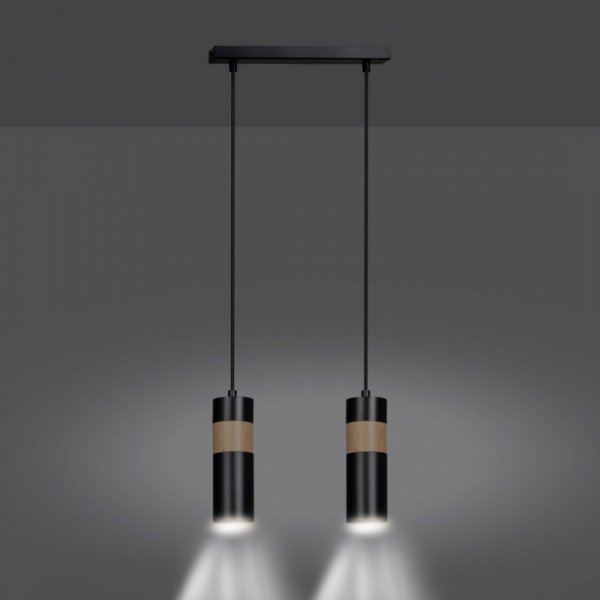 LAMPA WISZĄCA TUBA NAD STÓŁ Z DREWNEM EMIBIG AKARI 2 BLACK