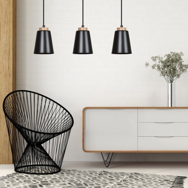 LAMPA WISZĄCA METALOWA NAD STÓŁ EMIBIG BOLERO 1 BLACK