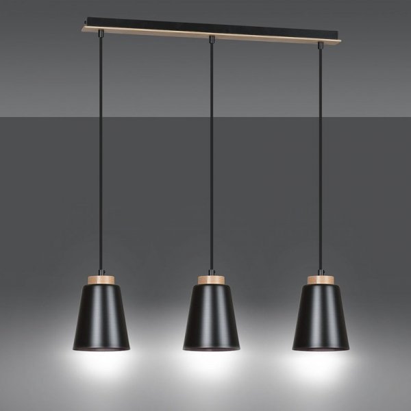 LAMPA WISZĄCA METALOWA NAD STÓŁ EMIBIG BOLERO 3 BLACK