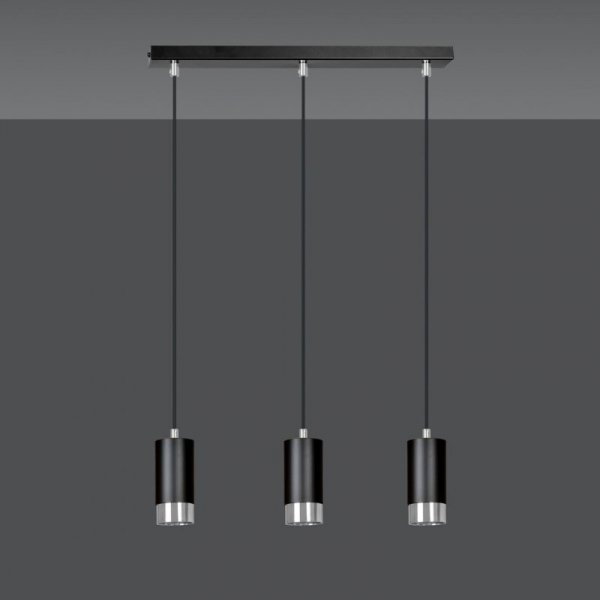 LAMPA WISZĄCA TUBA NAD STÓŁ DO KUCHNI JADALNI EMIBIG FUMIKO 3 BL/CHROME