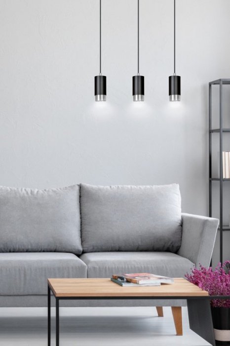 LAMPA WISZĄCA TUBA NAD STÓŁ DO KUCHNI JADALNI EMIBIG FUMIKO 3 BL/CHROME