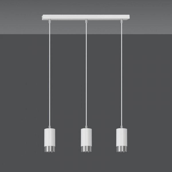 LAMPA WISZĄCA TUBA NAD STÓŁ DO KUCHNI JADALNI EMIBIG FUMIKO 3 WH/CHROME