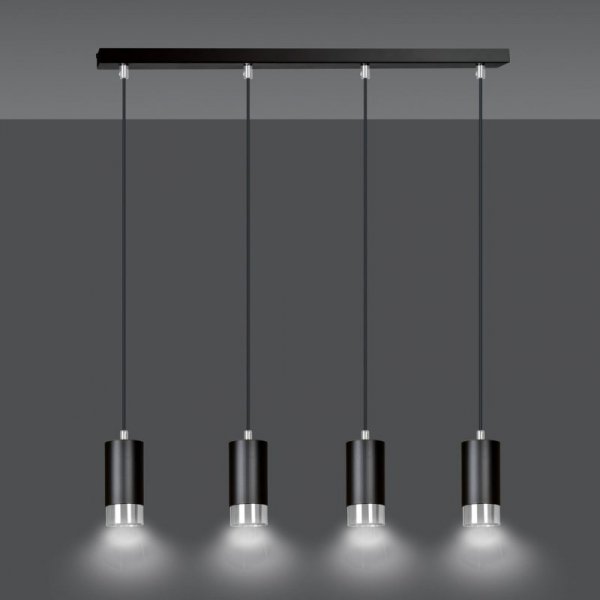 LAMPA WISZĄCA TUBA NAD STÓŁ DO KUCHNI JADALNI EMIBIG FUMIKO 4 BL/CHROME