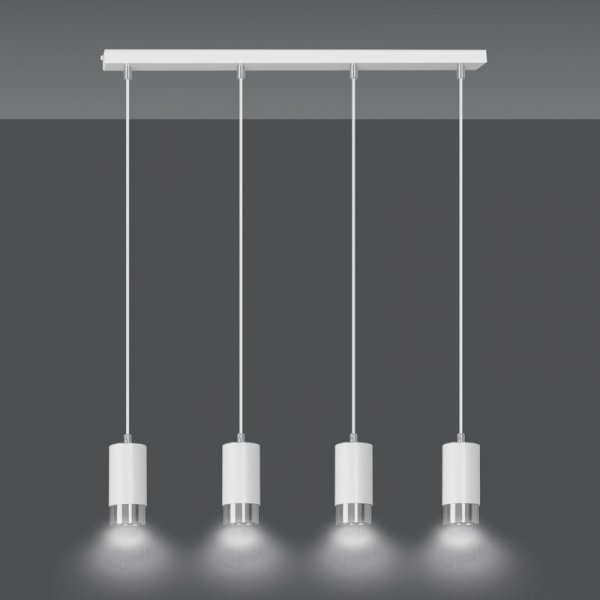 LAMPA WISZĄCA TUBA NAD STÓŁ DO KUCHNI JADALNI EMIBIG FUMIKO 4 WH/CHROME
