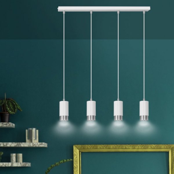 LAMPA WISZĄCA TUBA NAD STÓŁ DO KUCHNI JADALNI EMIBIG FUMIKO 4 WH/CHROME