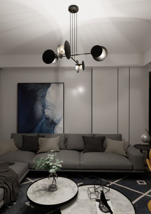 LAMPA WISZĄCA NOWOCZESNA DO SALONU POKOJU EMIBIG IDEA 4 BLACK
