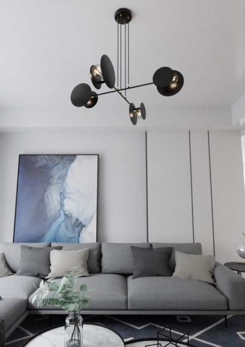 LAMPA WISZĄCA NOWOCZESNA DO SALONU POKOJU EMIBIG IDEA 4 BLACK