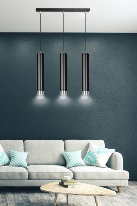 LAMPA WISZĄCA NAD STÓŁ DO KUCHNI JADALNI TUBA EMIBIG KIBO 3 BL/CHROME