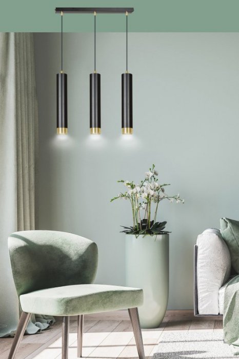 LAMPA WISZĄCA NAD STÓŁ DO KUCHNI JADALNI TUBA EMIBIG KIBO 3 BL/GOLD