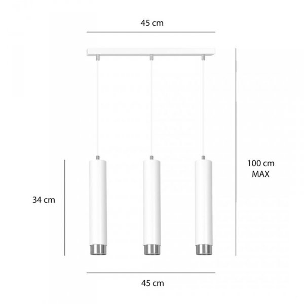 LAMPA WISZĄCA NAD STÓŁ DO KUCHNI JADALNI TUBA EMIBIG KIBO 3 WH/CHROME