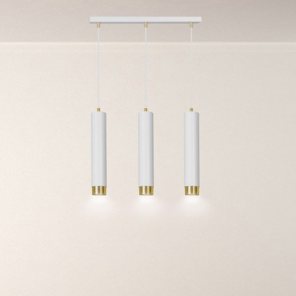 LAMPA WISZĄCA NAD STÓŁ DO KUCHNI JADALNI TUBA EMIBIG KIBO 3 WH/GOLD