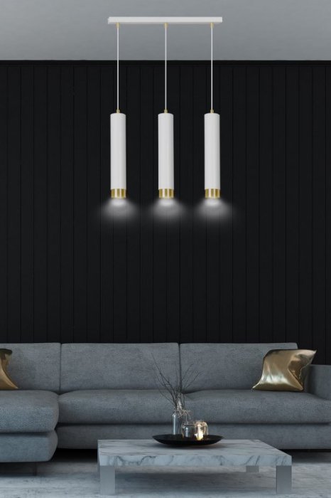LAMPA WISZĄCA NAD STÓŁ DO KUCHNI JADALNI TUBA EMIBIG KIBO 3 WH/GOLD