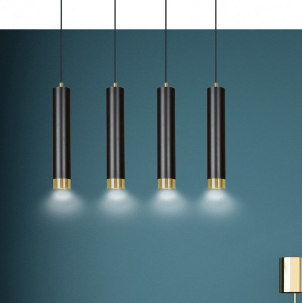 LAMPA WISZĄCA NAD STÓŁ DO KUCHNI JADALNI TUBA EMIBIG KIBO 4 BL/GOLD