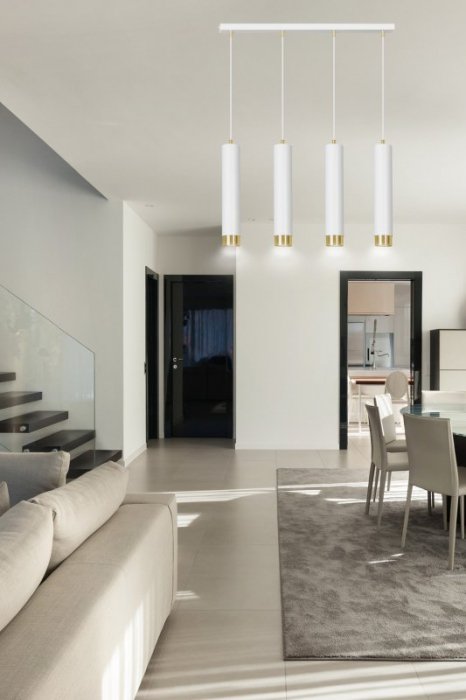 LAMPA WISZĄCA NAD STÓŁ DO KUCHNI JADALNI TUBA EMIBIG KIBO 4 WH/GOLD