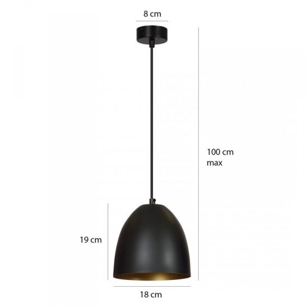 LAMPA WISZĄCA METALOWA KOPUŁA NAD STÓŁ WYSPĘ EMIBIG LENOX 1 BLACK / WHITE