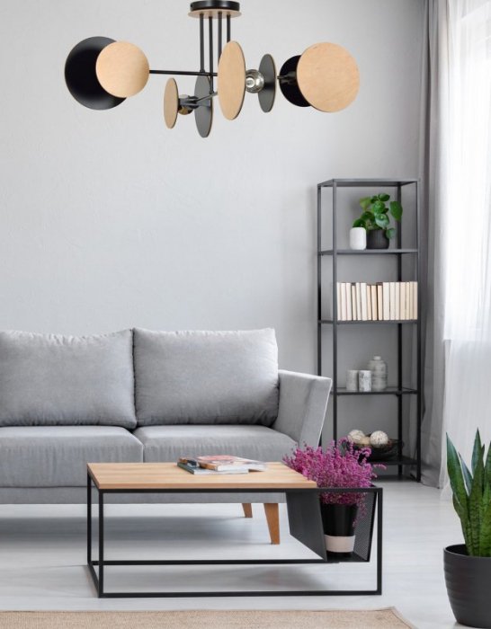 LAMPA WISZĄCA NOWOCZESNA Z DREWNEM EMIBIG ZITA 4 BLACK