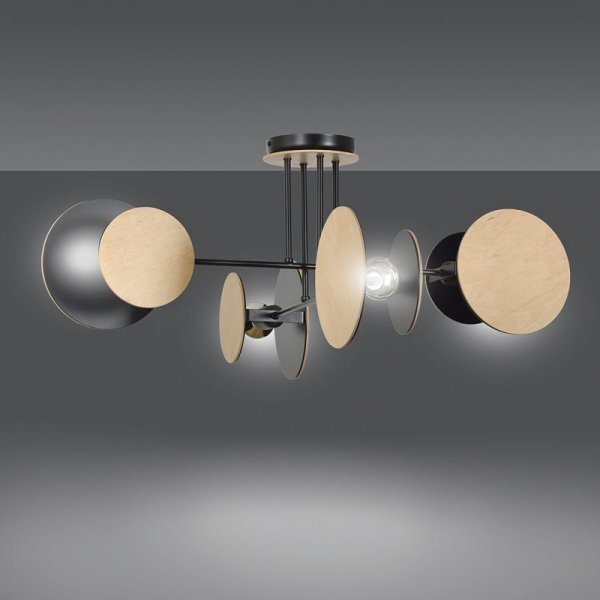 LAMPA WISZĄCA NOWOCZESNA Z DREWNEM EMIBIG ZITA 4 BLACK