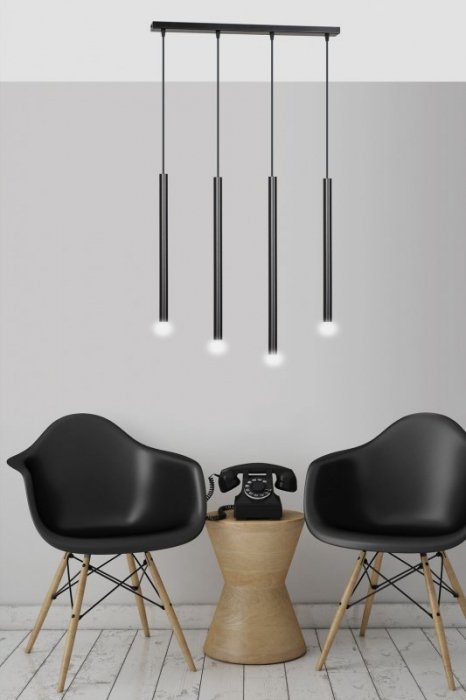 LAMPA WISZĄCA TUBA NAD STÓŁ BAR WYSPĘ DO KUCHNI JADALNI EMIBIG SELTER 4 BLACK