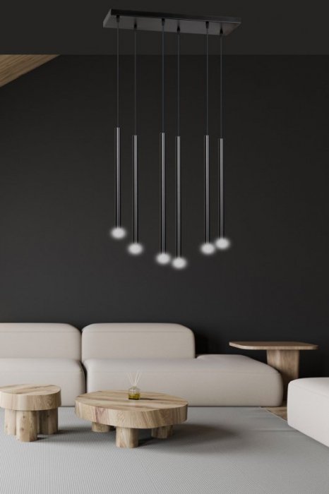 LAMPA WISZĄCA TUBA NAD STÓŁ BAR WYSPĘ DO KUCHNI JADALNI EMIBIG SELTER 6 BLACK