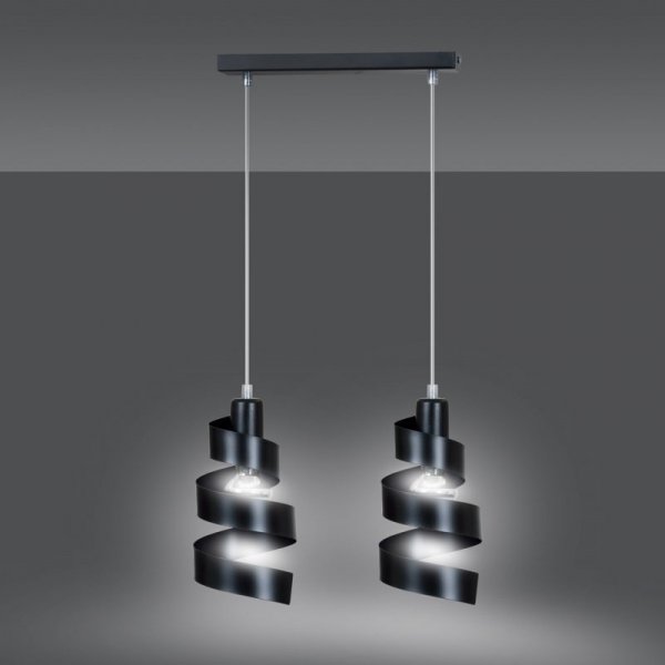 LAMPA WISZĄCA DEKORACYJNA NAD STÓŁ SPIRALA EMIBIG SAGA 2 BLACK