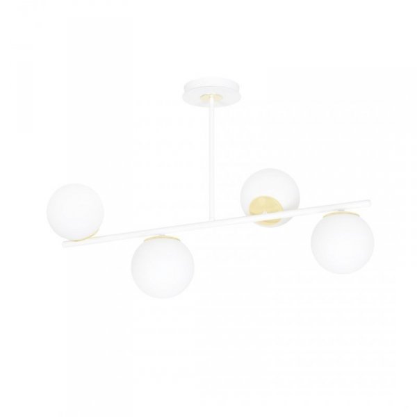 LAMPA WISZĄCA KULE BIAŁE DO POKOJU SYPIALNI EMIBIG FLOKI 4 WHITE-GOLD