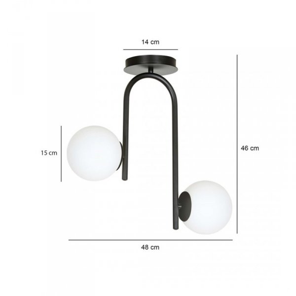 LAMPA SUFITOWA KULE BIAŁE DO POKOJU SYPIALNI SALONU EMIBIG KALF 2 BLACK