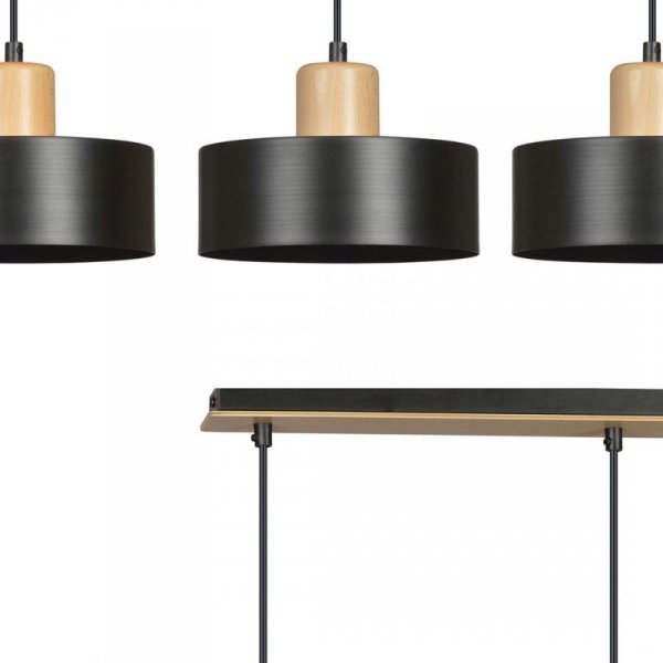 LAMPA WISZĄCA NAD STÓŁ Z DREWNEM EMIBIG TORIN 3 BLACK