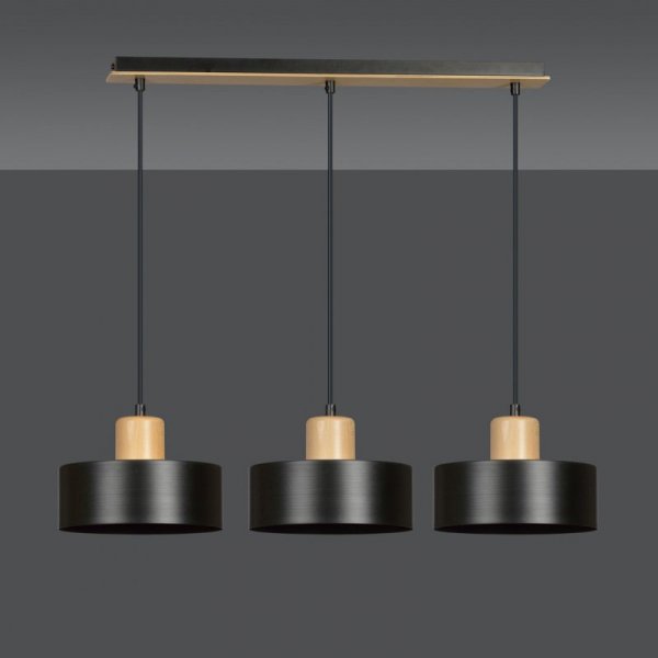 LAMPA WISZĄCA NAD STÓŁ Z DREWNEM EMIBIG TORIN 3 BLACK