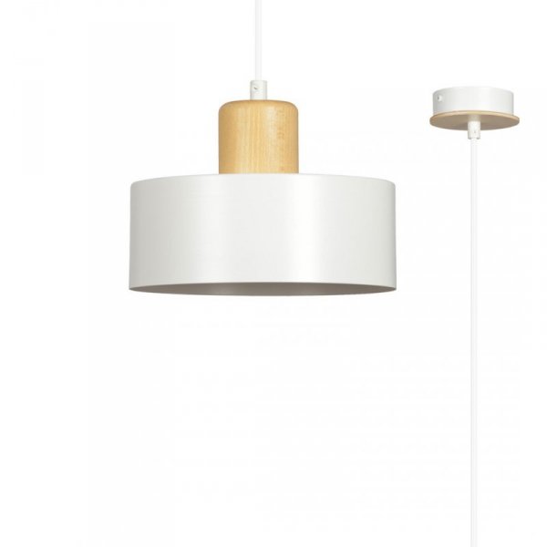 LAMPA WISZĄCA NAD STÓŁ Z DREWNEM EMIBIG TORIN 1 WHITE