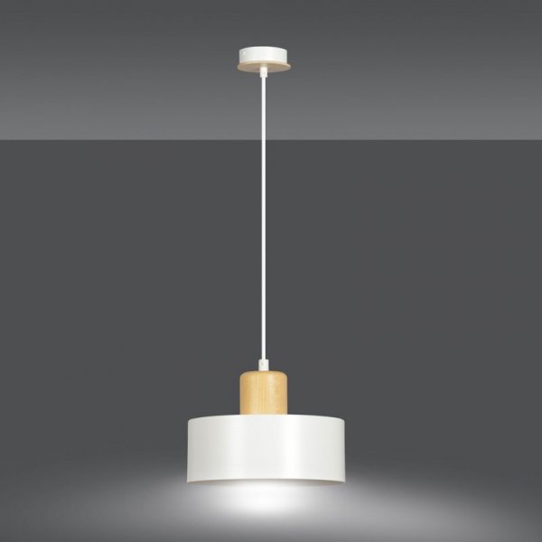 LAMPA WISZĄCA NAD STÓŁ Z DREWNEM EMIBIG TORIN 1 WHITE