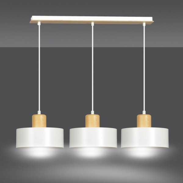 LAMPA WISZĄCA NAD STÓŁ Z DREWNEM EMIBIG TORIN 3 WHITE