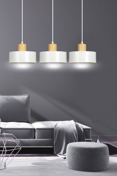 LAMPA WISZĄCA NAD STÓŁ Z DREWNEM EMIBIG TORIN 3 WHITE