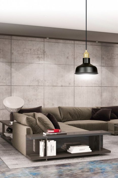 LAMPA WISZĄCA CZARNO ZŁOTA METALOWA LOFT NAD STÓŁ EMIBIG IBOR 1 BLACK
