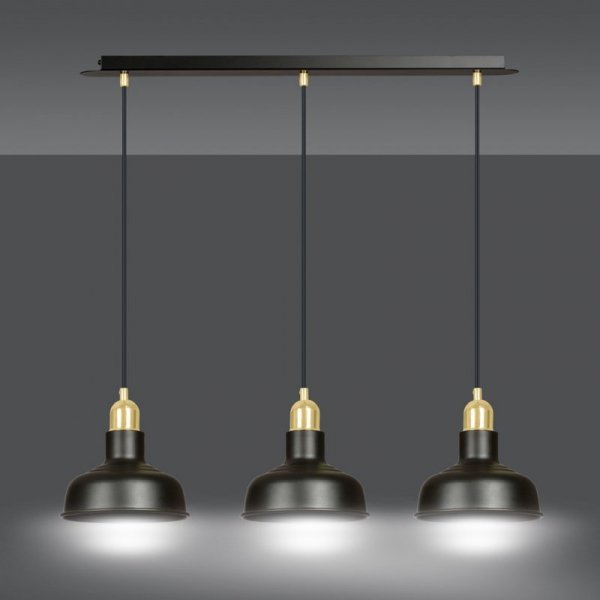 LAMPA WISZĄCA CZARNO ZŁOTA METALOWA LOFT NAD STÓŁ EMIBIG IBOR 3 BLACK