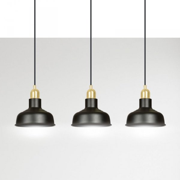 LAMPA WISZĄCA CZARNO ZŁOTA METALOWA LOFT NAD STÓŁ EMIBIG IBOR 3 BLACK