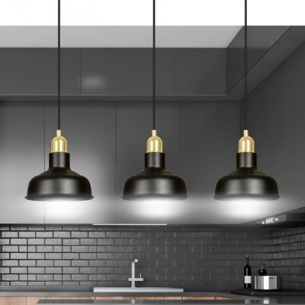 LAMPA WISZĄCA CZARNO ZŁOTA METALOWA LOFT NAD STÓŁ EMIBIG IBOR 3 BLACK