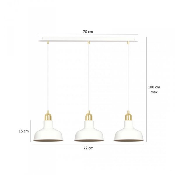 LAMPA WISZĄCA BIAŁO ZŁOTA METALOWA NAD STÓŁ EMIBIG IBOR 3 WHITE