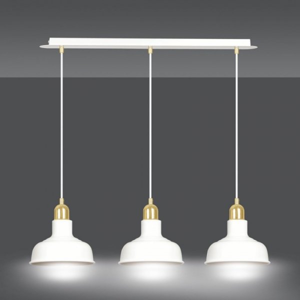 LAMPA WISZĄCA BIAŁO ZŁOTA METALOWA NAD STÓŁ EMIBIG IBOR 3 WHITE