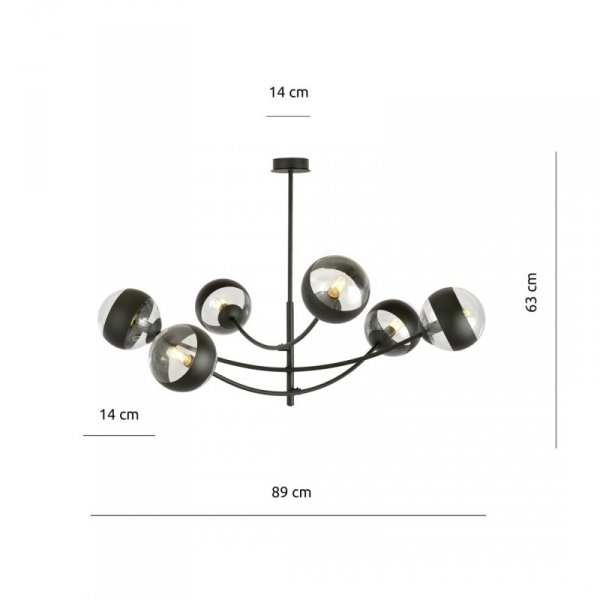 LAMPA WISZĄCA NOWOCZESNA KULE SZKLANE EMIBIG HUNTER 6 BLACK/STRIPE