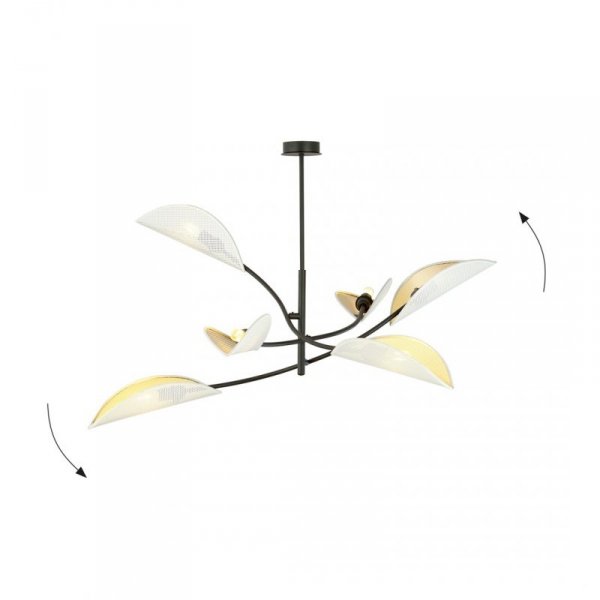 LAMPA WISZĄCA DEKORACYJNA DO SALONU SYPIALNI EMIBIG LOTUS 6 WHITE/GOLD