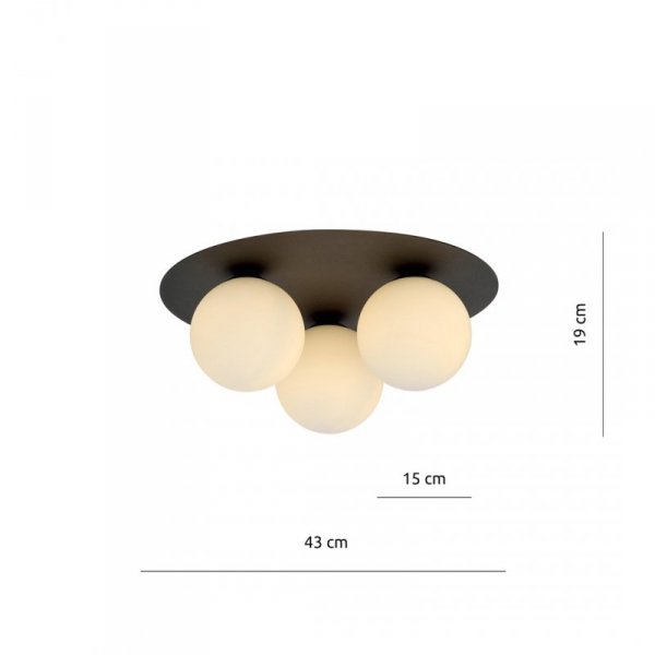 LAMPA SUFITOWA PLAFON CZARNY KULE SZKLANE EMIBIG SOLAR 3 BLACK/OPAL