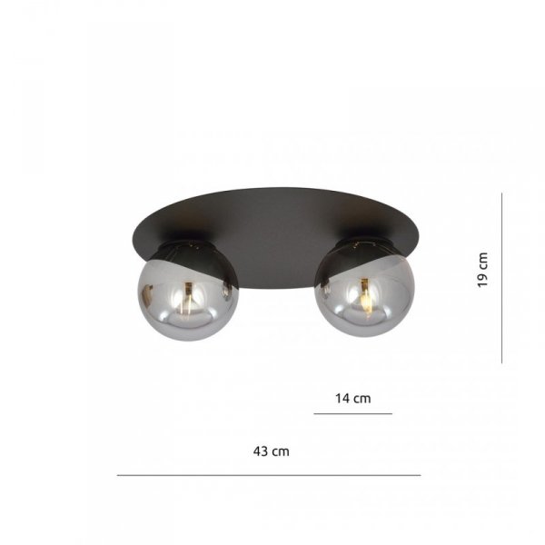 LAMPA SUFITOWA PLAFON CZARNY KULE SZKLANE EMIBIG SOLAR 2 BLACK/GRAFIT