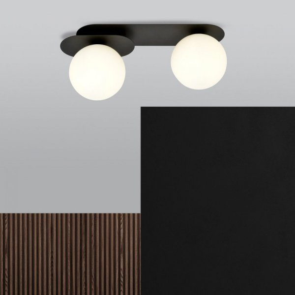 LAMPA SUFITOWA NOWOCZESNA PLAFON KULE SZKLANE EMIBIG PLAZA 2 BLACK/OPAL