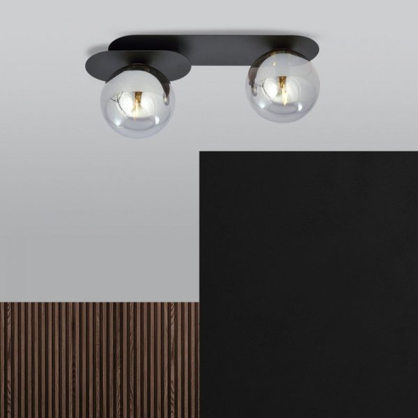 LAMPA SUFITOWA NOWOCZESNA PLAFON KULE SZKLANE EMIBIG PLAZA 2 BLACK/GRAFIT