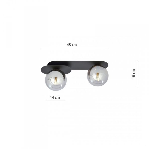 LAMPA SUFITOWA NOWOCZESNA PLAFON KULE SZKLANE EMIBIG PLAZA 2 BLACK/GRAFIT