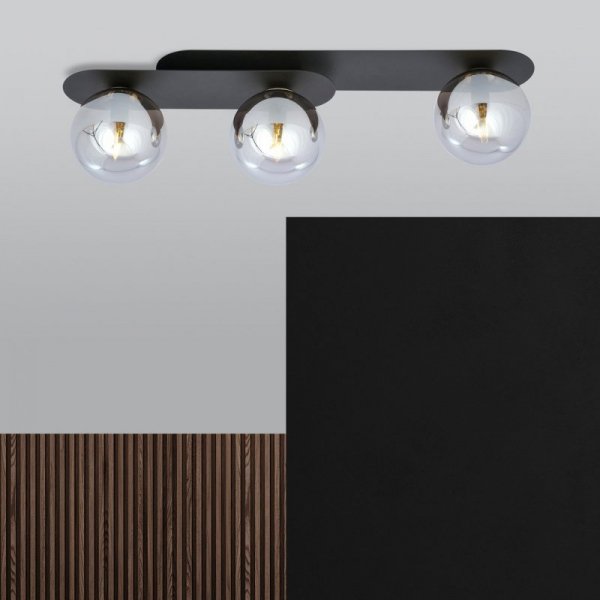 LAMPA SUFITOWA NOWOCZESNA PLAFON KULE SZKLANE EMIBIG PLAZA 3 BLACK/GRAFIT
