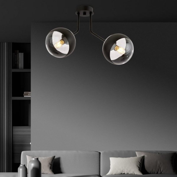 LAMPA WISZĄCA CZARNA NOWOCZESNA KLOSZE KULE EMIBIG NOVA 2 BLACK/STRIPE